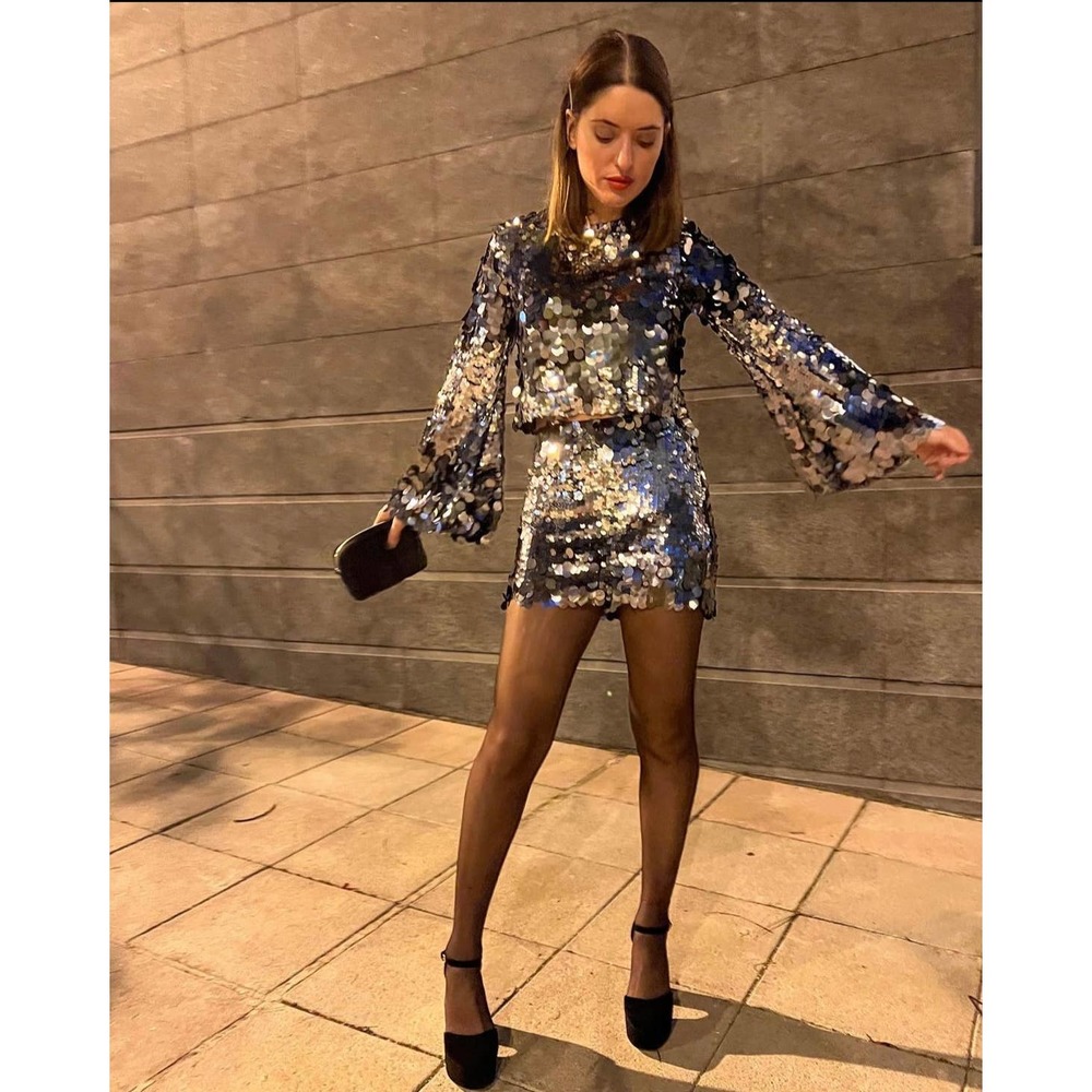 ZARA [ 2 PIECES ] LIMITED EDITION SEQUIN SKIRT SET - Picture 8 of 15